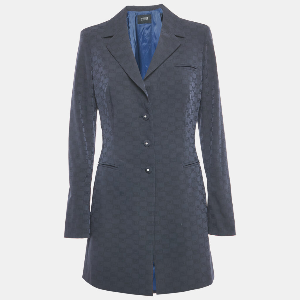 Versace Classic V2 Navy Blue Nylon Blazer M Versace Classic V2 Navy Blue Nylon Blazer M