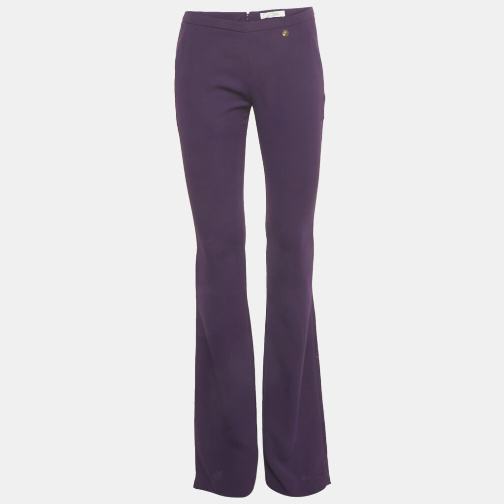 Versace Collection Purple Crepe Wide Leg Trousers S