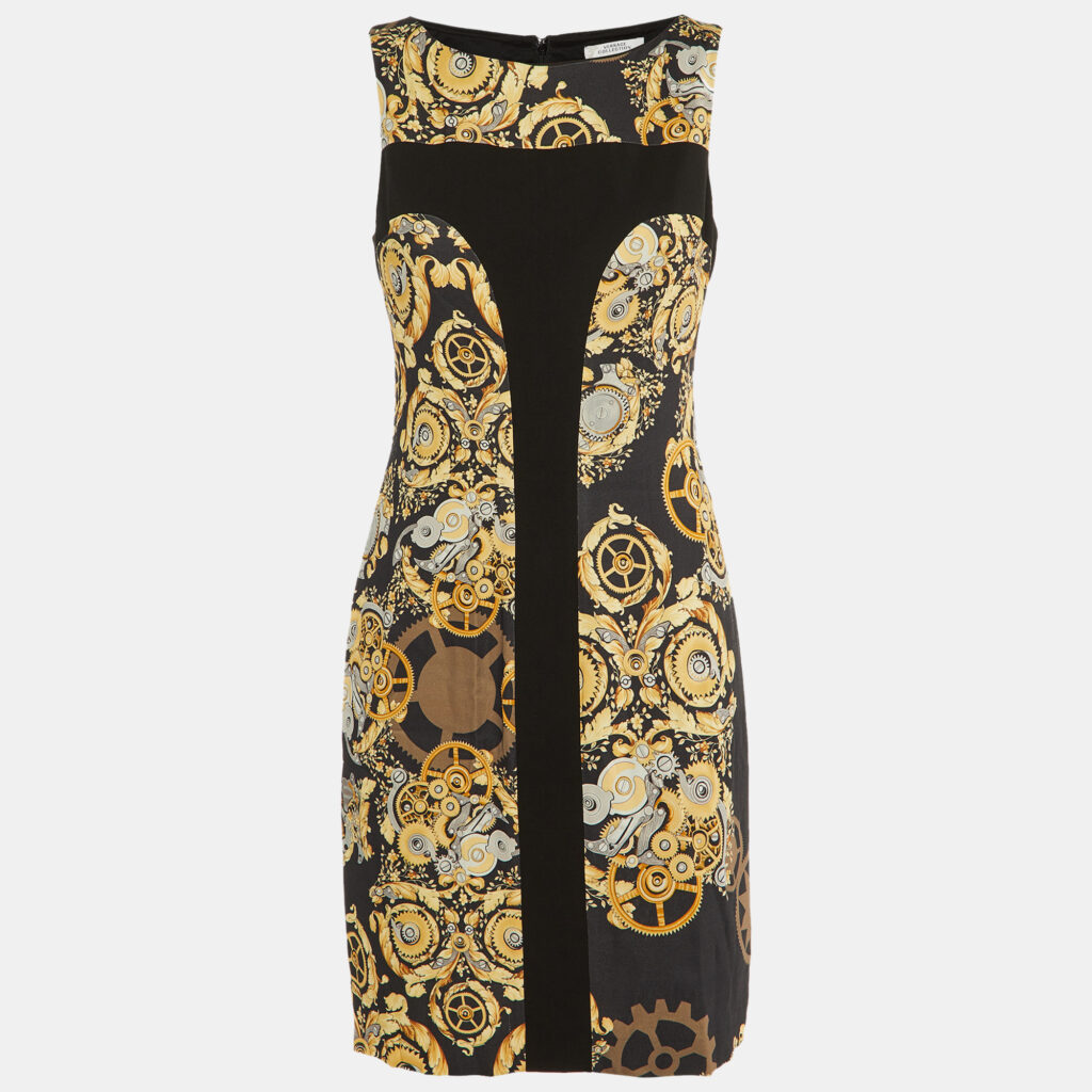 Versace Collection Black Baroque Print Crepe Shift Dress M Versace Collection Black Baroque Print Crepe Shift Dress M