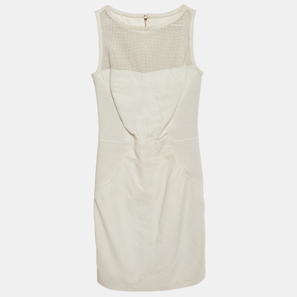 Versace Collection White Leather Sleeveless Mini Dress XS
