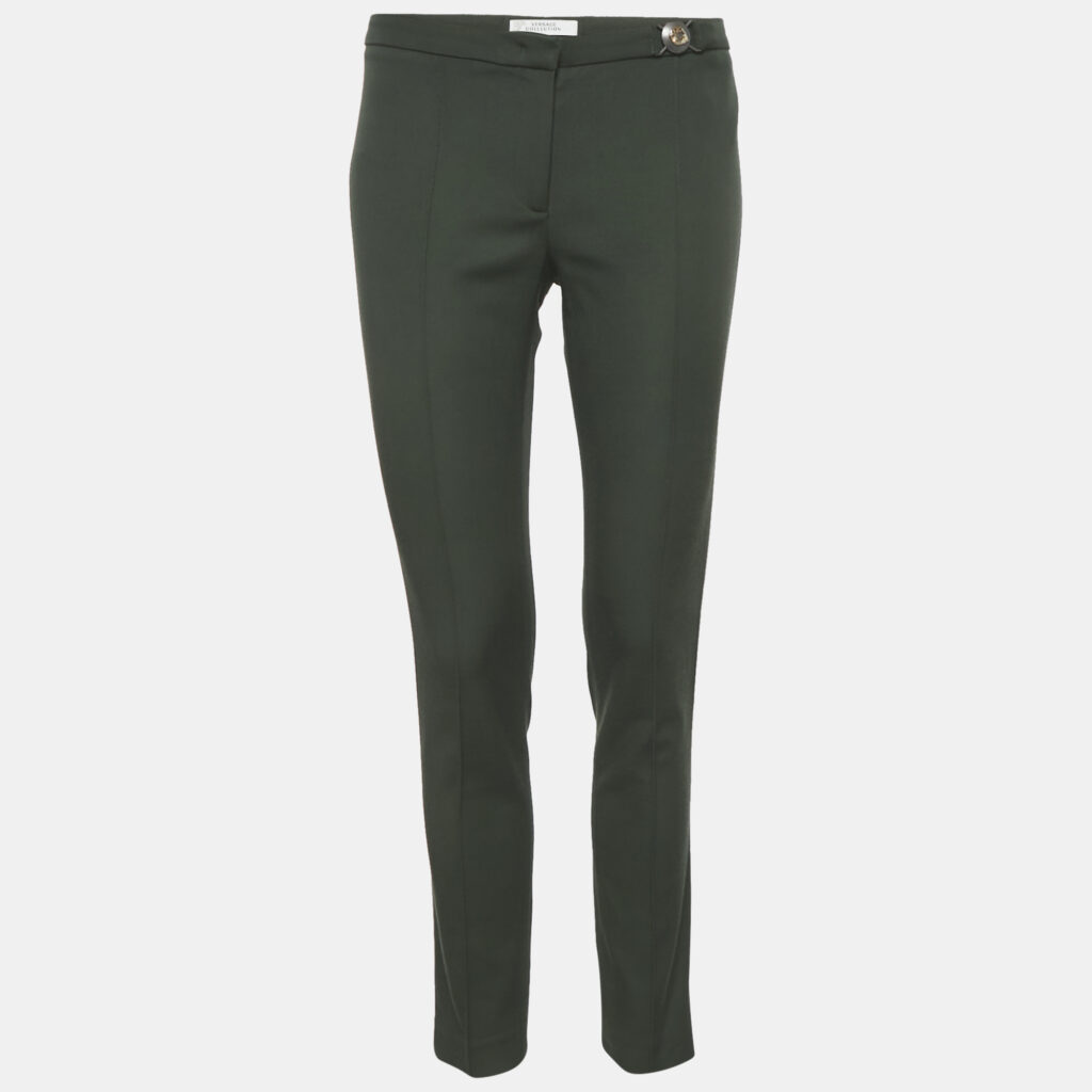 Versace Collection Green Crepe Slim Fit Trousers M