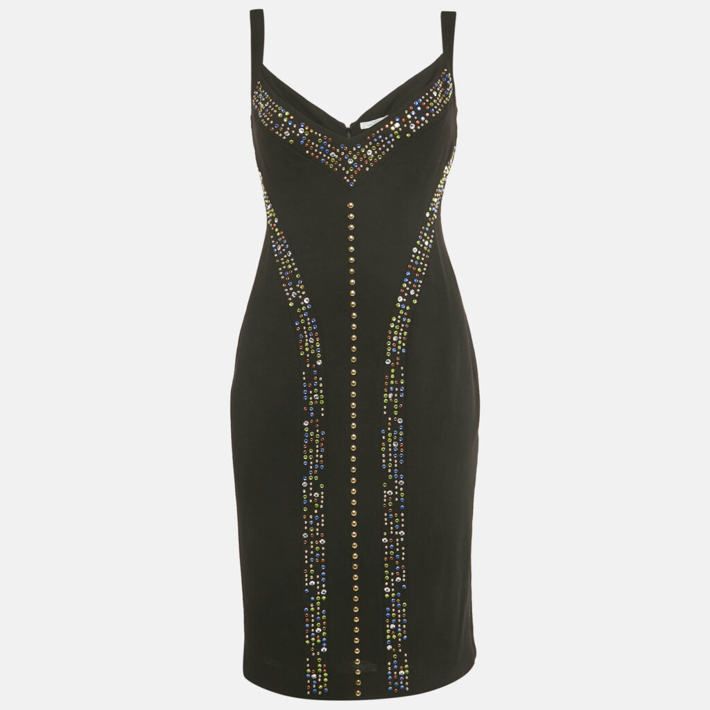Versace Collection Black Embellished Wool Short Dress M Versace Collection Black Embellished Wool Short Dress M