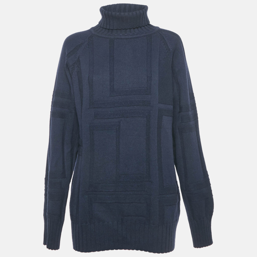 Versace Jeans Couture Navy Blue Wool Turtle Neck Jumper XL Versace Jeans Couture Navy Blue Wool Turtle Neck Jumper XL