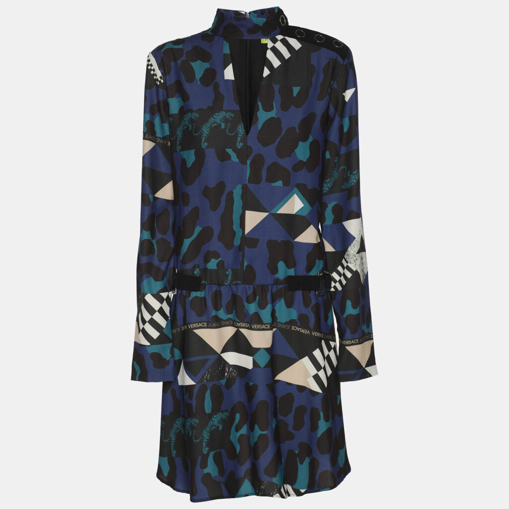 Versace Jeans Multicolor Printed Crepe Longs Sleeve Mini Dress M Versace Jeans Multicolor Printed Crepe Longs Sleeve Mini Dress M
