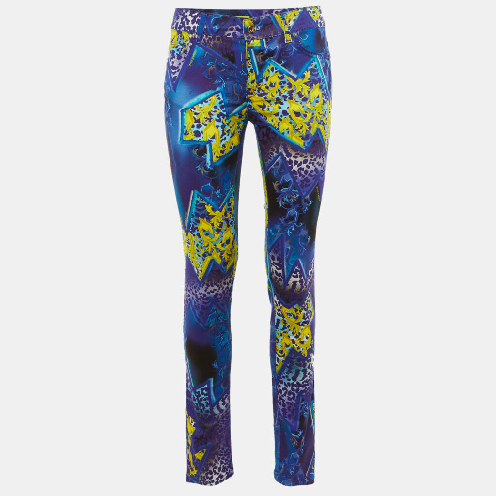 Versace Jeans Multicolor Printed Cotton Skinny Fit Jeans S
