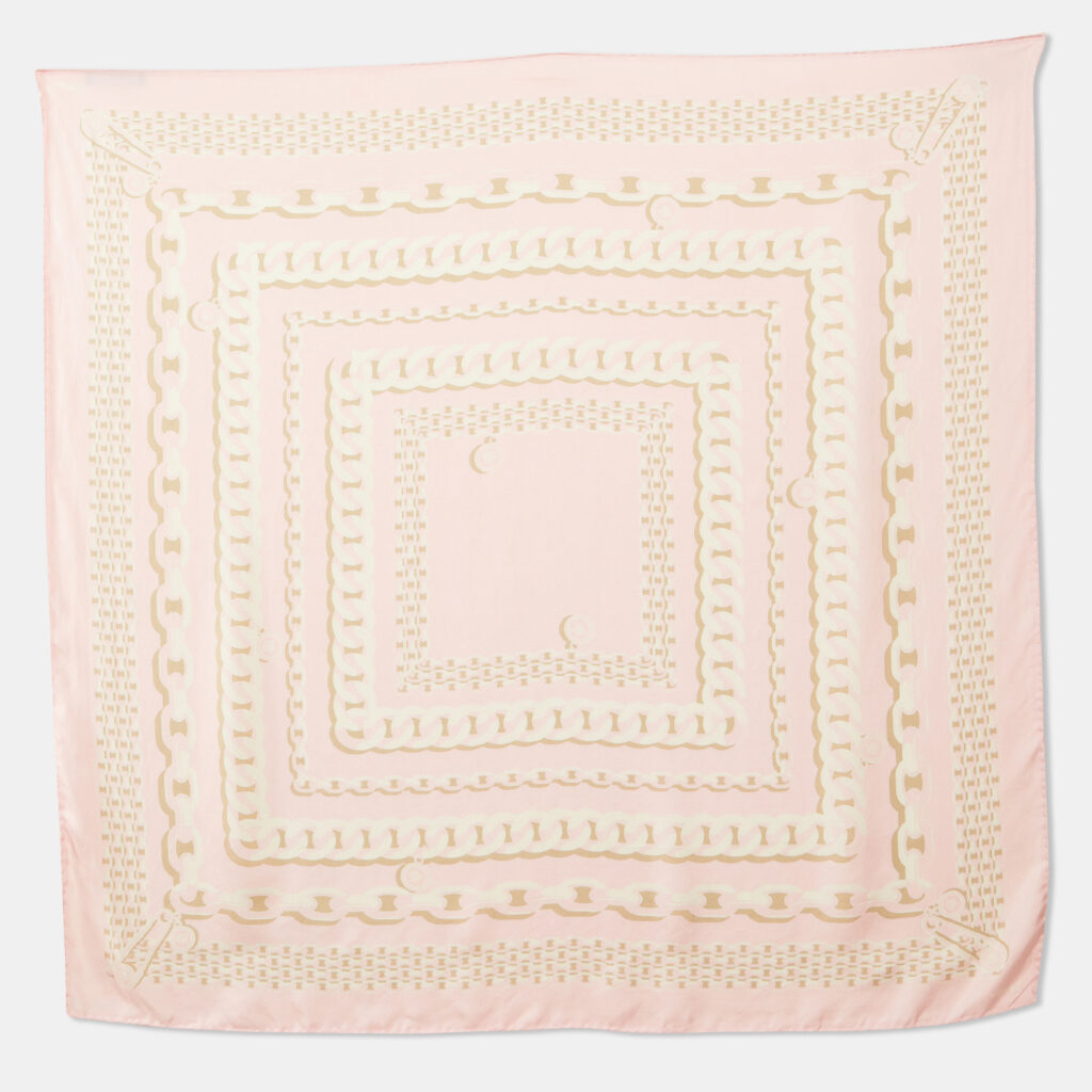 Versace Pink Chain Print Silk Square Scarf Versace Pink Chain Print Silk Square Scarf