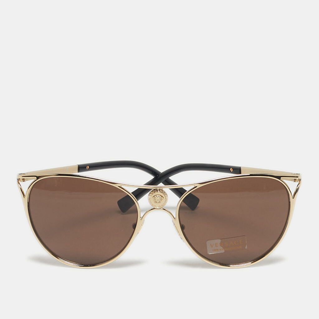 Versace Black/Gold Tone MOD 2237 Medusa Aviator Sunglasses Versace Black/Gold Tone MOD 2237 Medusa Aviator Sunglasses