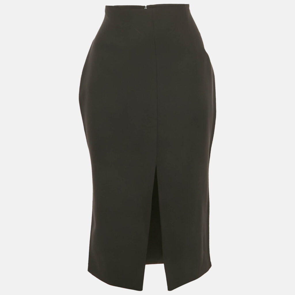 Versace Black Silk Front Slit Detail Pencil Skirt M Versace Black Silk Front Slit Detail Pencil Skirt M