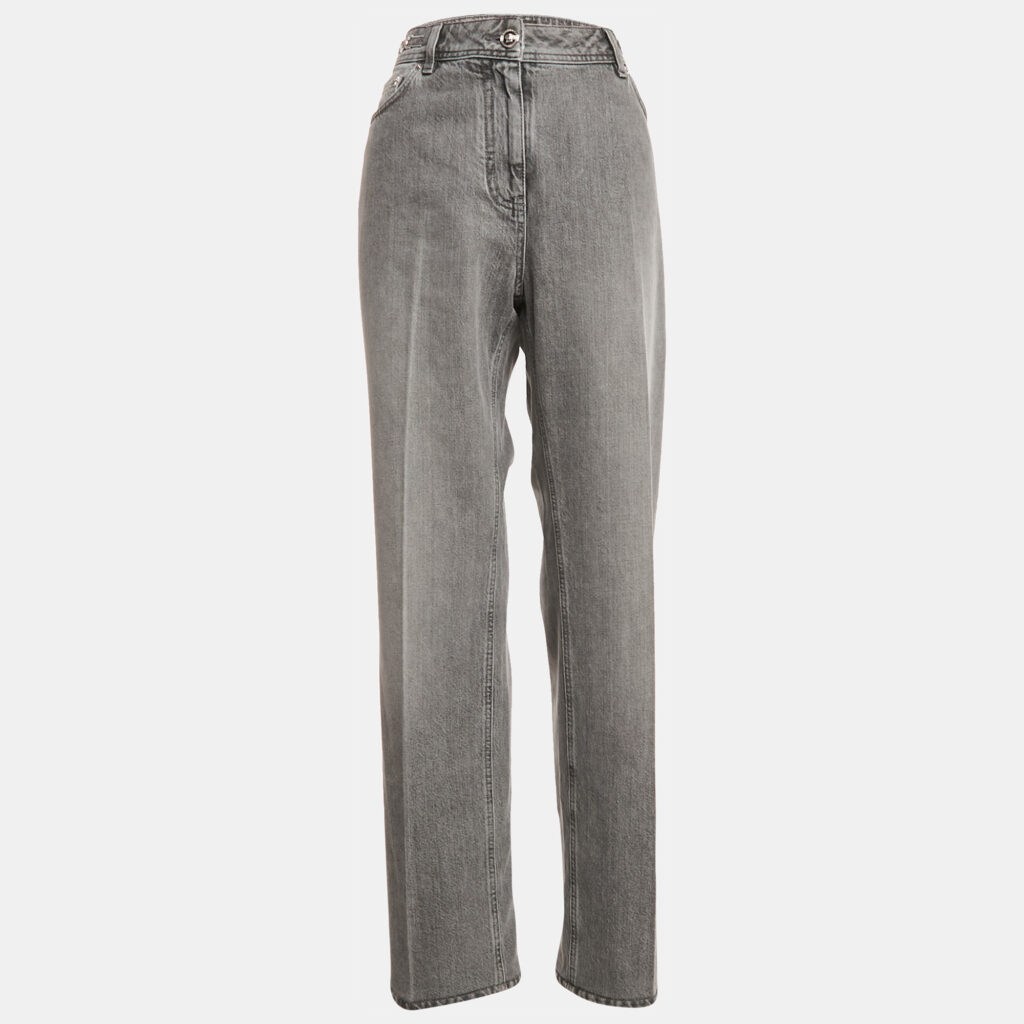 Versace Grey Stone Washed Denim Medusa Detail Straight Leg Jeans M Waist 29" Versace Grey Stone Washed Denim Medusa Detail Straight Leg Jeans M Waist 29"