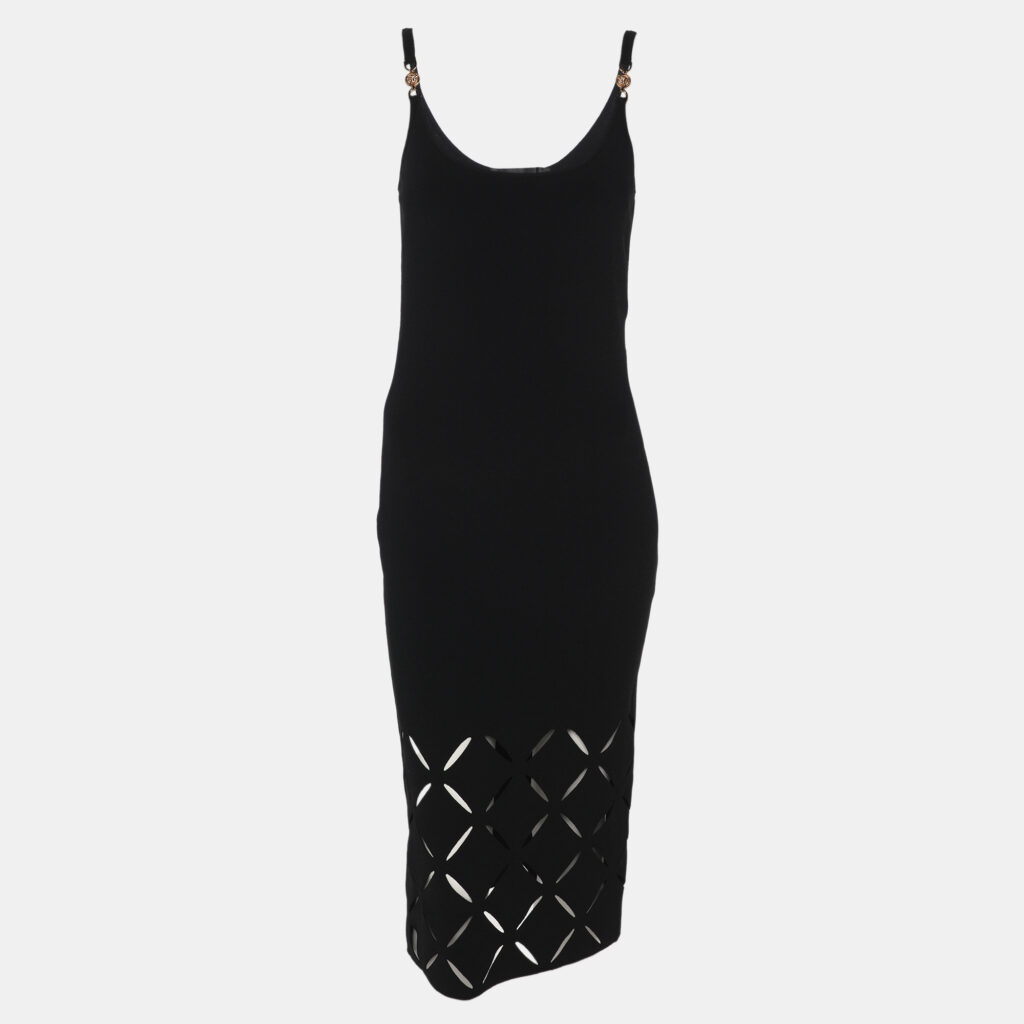 Versace Black Stretch Knit Cutout Detail Sleeveless Dress S Versace Black Stretch Knit Cutout Detail Sleeveless Dress S
