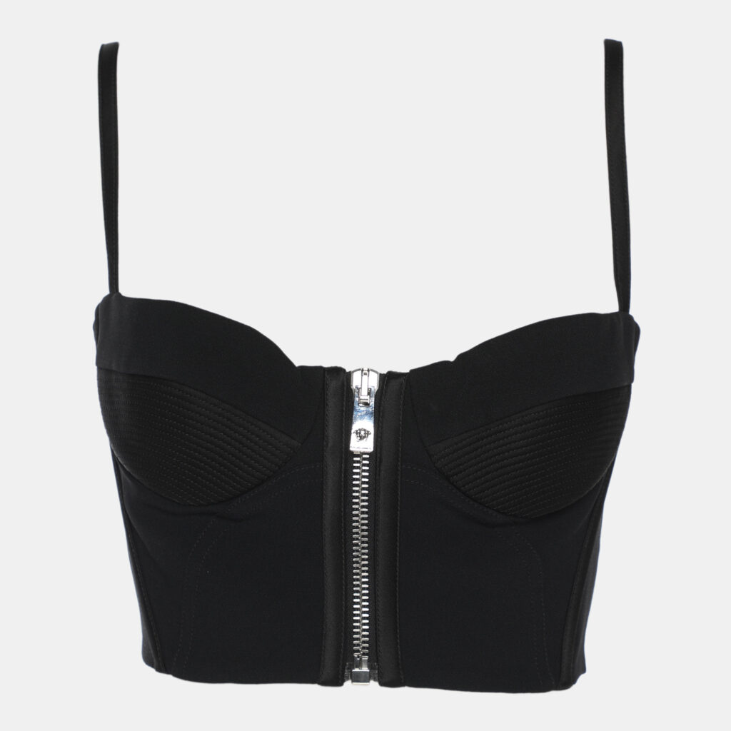 Versace Black Crepe Crop Tank Top S Versace Black Crepe Crop Tank Top S