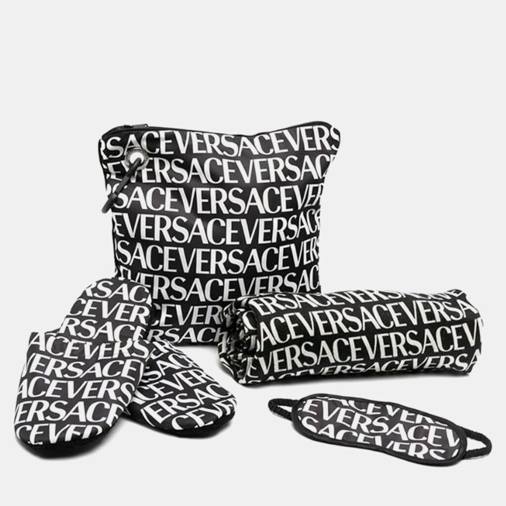 Versace All Over Black Leather Travel Set