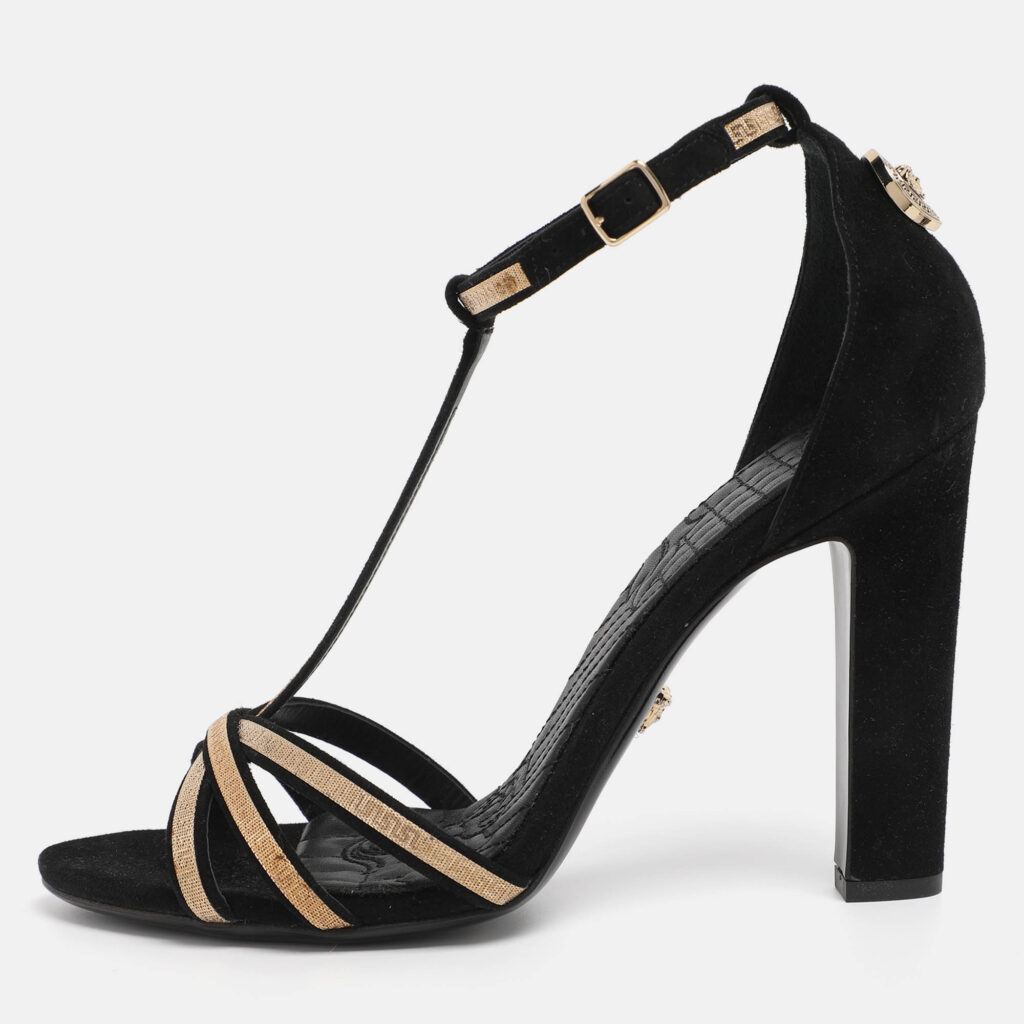 Versace Black Suede Medusa Ankle Strap Sandals Size 41 Versace Black Suede Medusa Ankle Strap Sandals Size 41