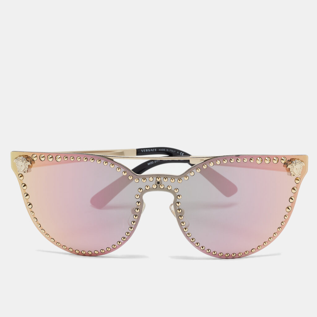 Versace Gold MOD 2177 Medusa Studded Cat Eye Sunglasses Versace Gold MOD 2177 Medusa Studded Cat Eye Sunglasses