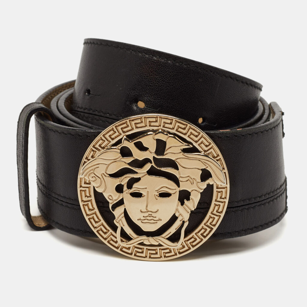 Versace Black Leather Medusa Head Buckle Belt 85CM Versace Black Leather Medusa Head Buckle Belt 85CM