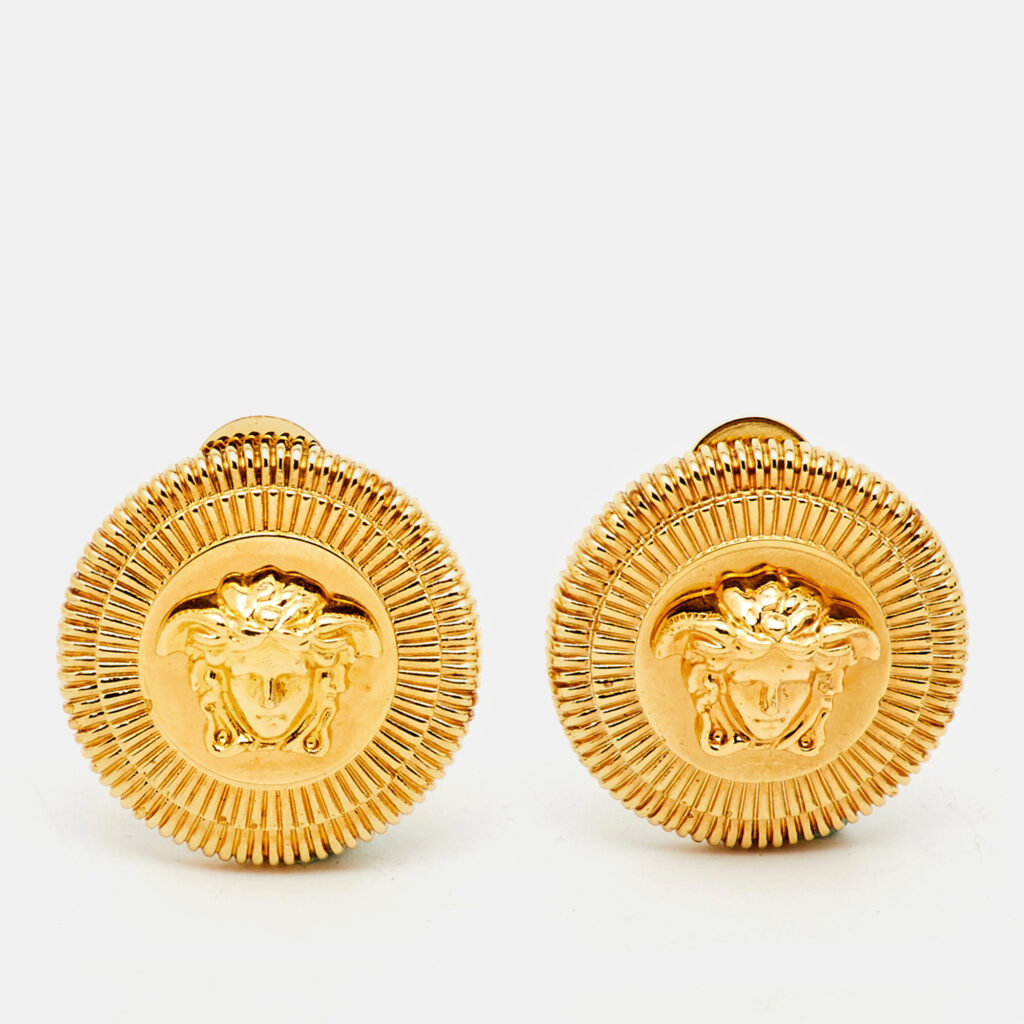 Versace Medusa Biggie Gold Tone Earrings Versace Medusa Biggie Gold Tone Earrings