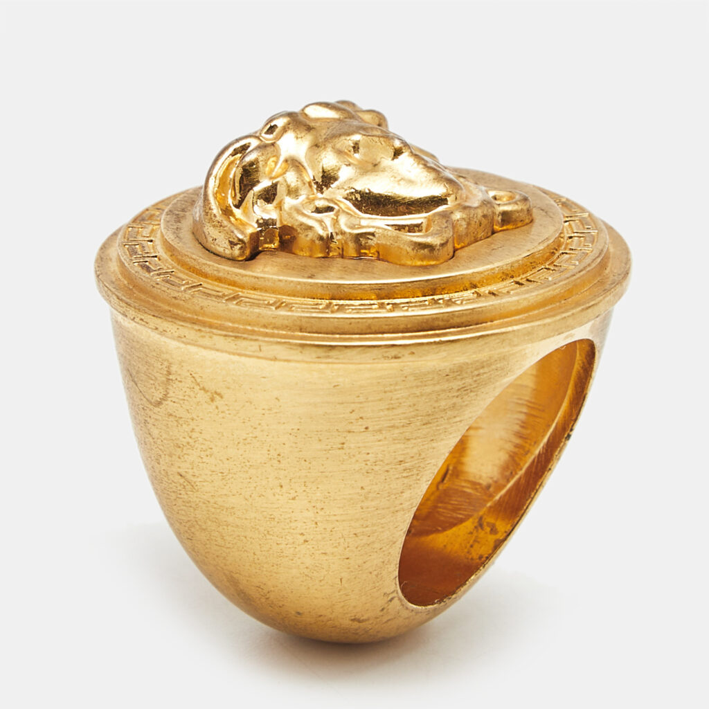 Versace Icon Medusa Gold Tone Large Ring Size 57 Versace Icon Medusa Gold Tone Large Ring Size 57