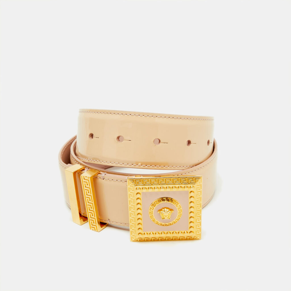 Versace Pink Patent Leather Medusa Square Buckle Belt 75CM Versace Pink Patent Leather Medusa Square Buckle Belt 75CM