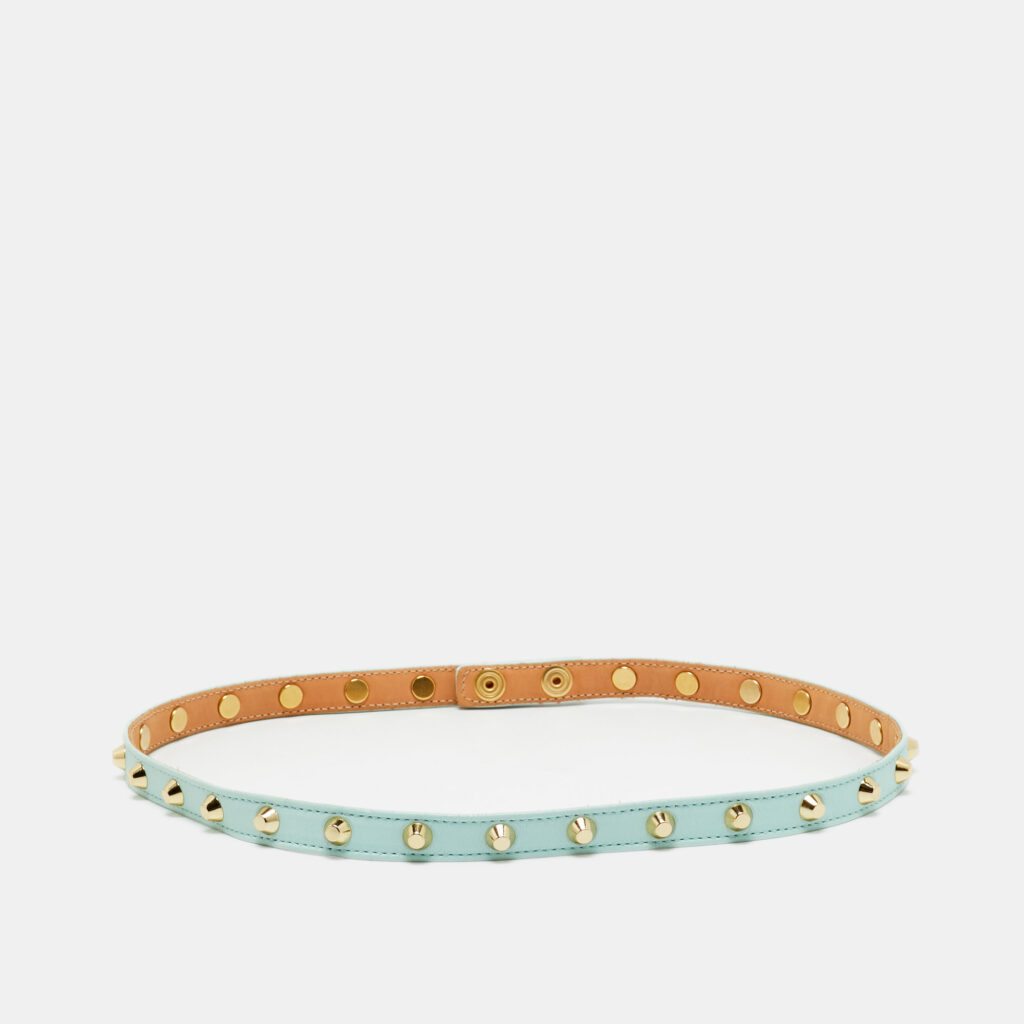 Versace Mint Blue Leather Studded Belt 75 CM Versace Mint Blue Leather Studded Belt 75 CM