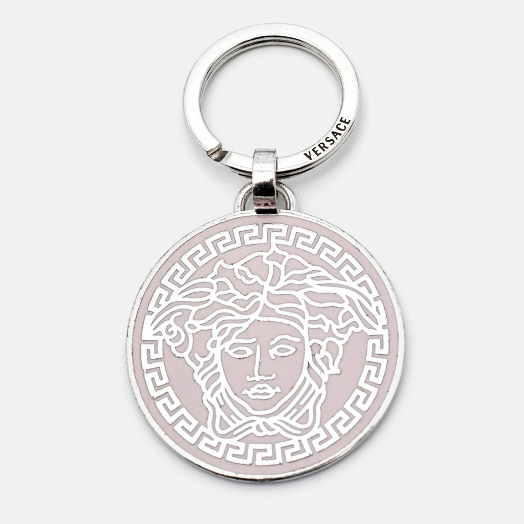 Versace Medusa Enamel Silver Tone Keyring Versace Medusa Enamel Silver Tone Keyring