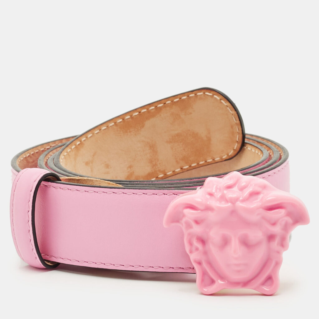 Versace Pink Leather Medusa Buckle Belt 85CM Versace Pink Leather Medusa Buckle Belt 85CM