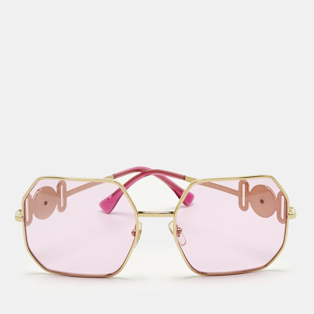 Versace Pink/Gold Tone Medusa Square Sunglasses Versace Pink/Gold Tone Medusa Square Sunglasses