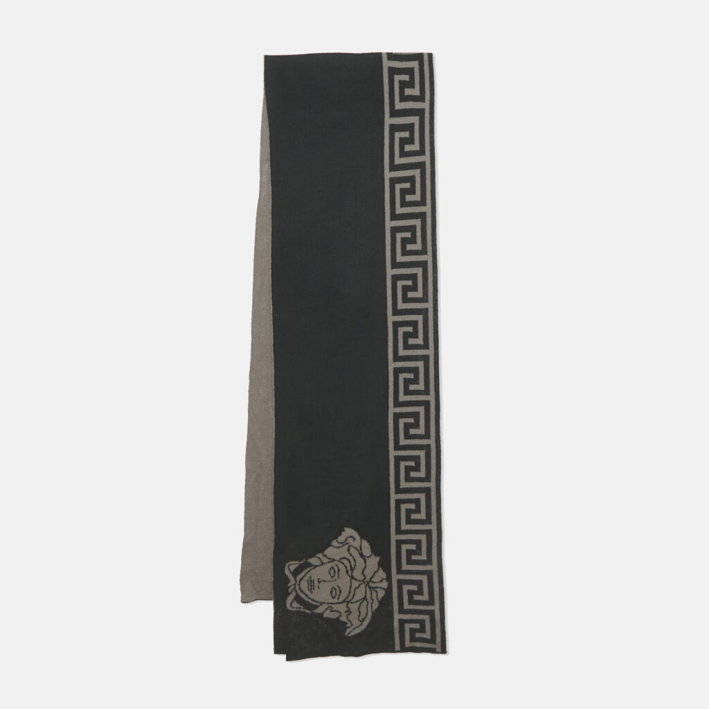 Versace Grey Greca and Medusa Jacquard Wool Stole Versace Grey Greca and Medusa Jacquard Wool Stole