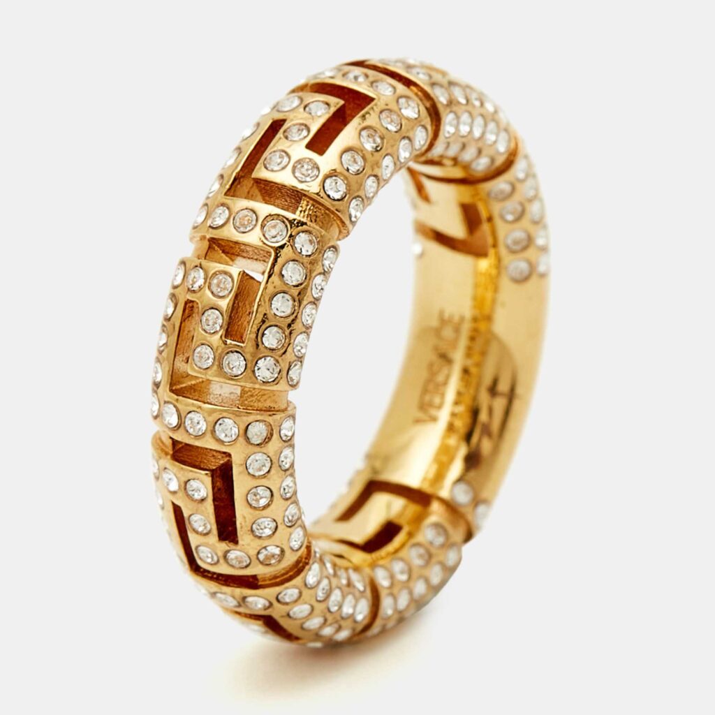 Versace Crystals Gold Tone Ring Size 51 Versace Crystals Gold Tone Ring Size 51