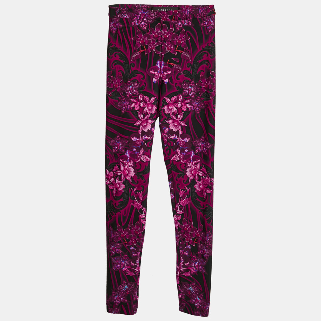 Versace Pink/Multicolor Printed Jersey Leggings S