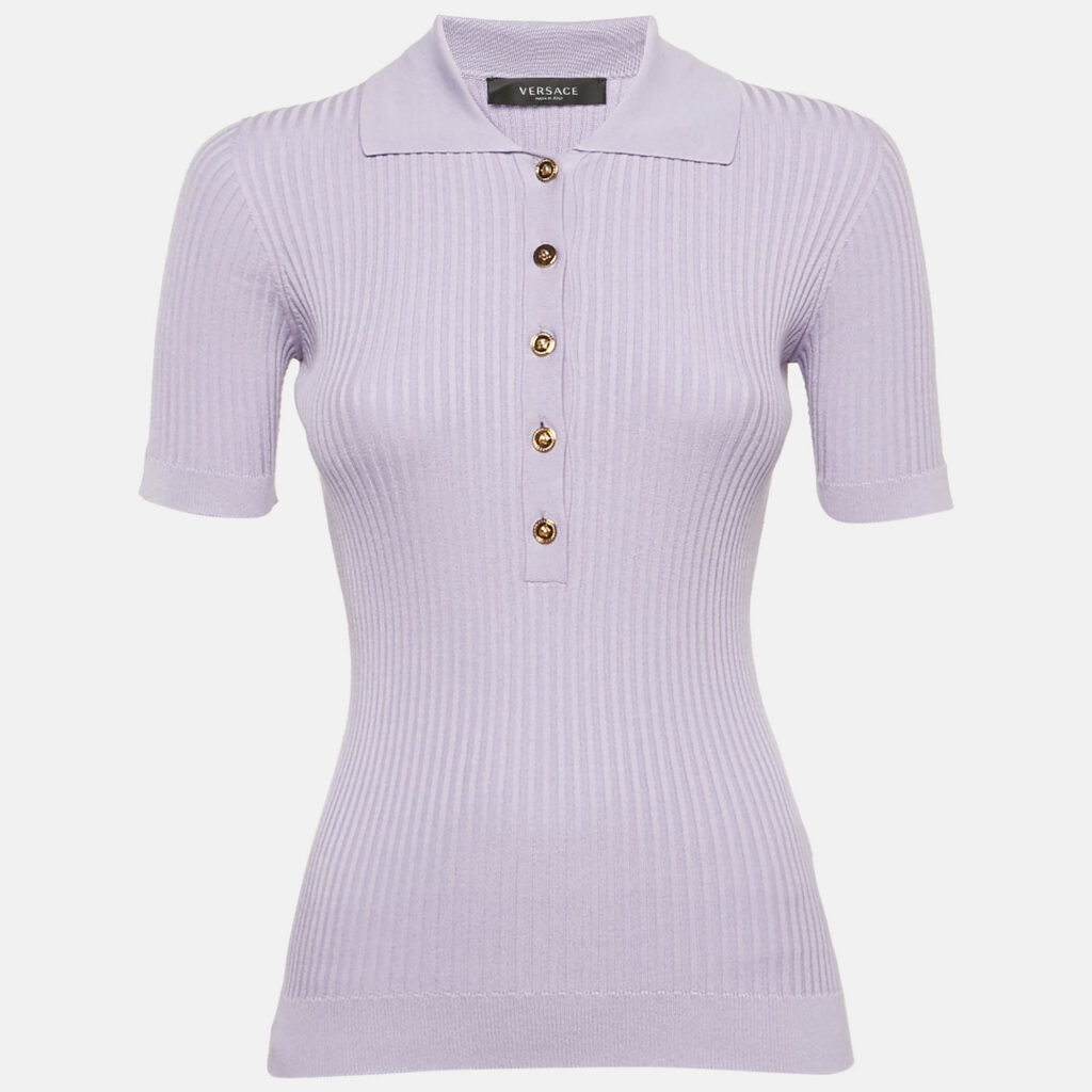 Versace Purple Rib Knit Top S Versace Purple Rib Knit Top S