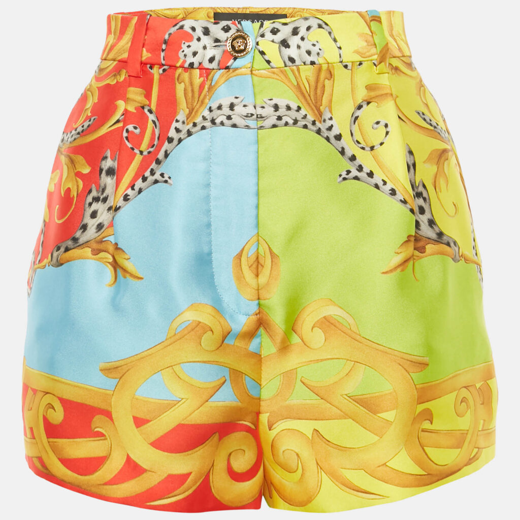 Versace Multicolor Barocco Acanthus Print Satin Shorts S Versace Multicolor Barocco Acanthus Print Satin Shorts S