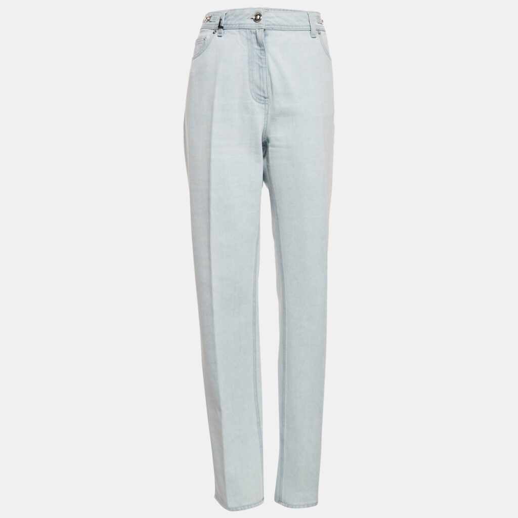 Versace Light Blue Stone Washed Denim Medusa 95' Straight Fit Jeans M Waist 27" Versace Light Blue Stone Washed Denim Medusa 95' Straight Fit Jeans M Waist 27"