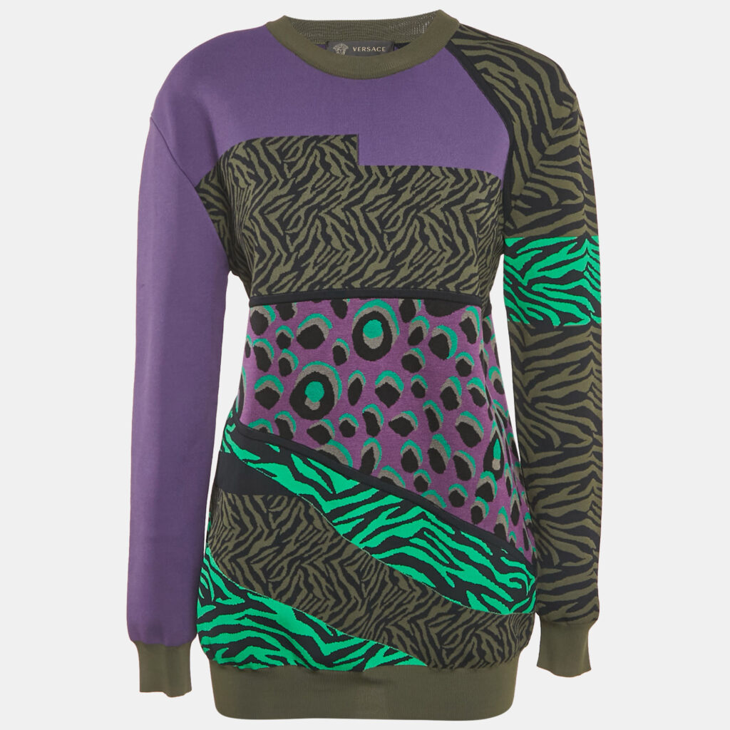 luxury-women-versace-used-clothes-p1189938-007-1.jpg Versace Multicolor Animal Print Jersey Sweatshirt S
