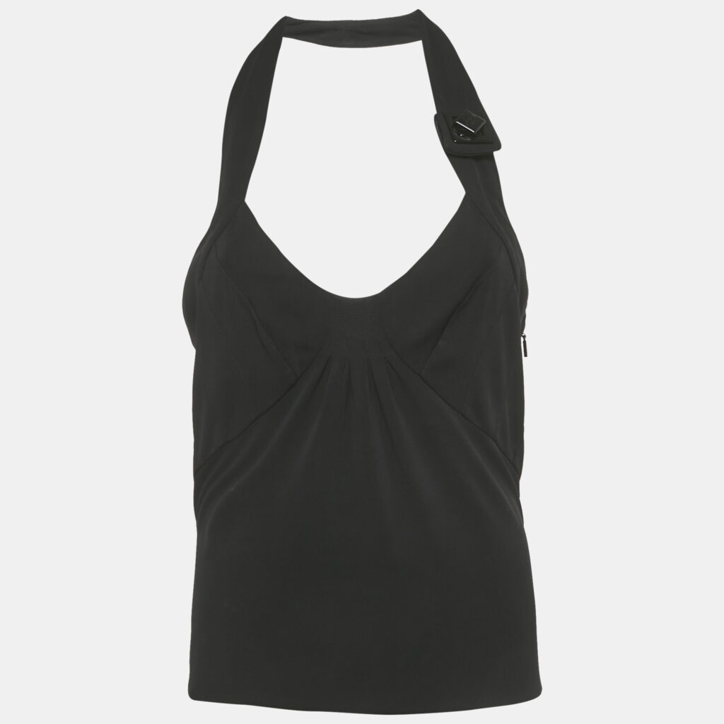 Versace Black Jersey Halter Neck Top M Versace Black Jersey Halter Neck Top M