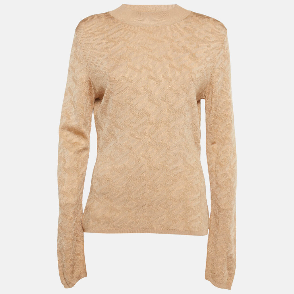 Versace Dark Beige Rib Knit Sweater M Versace Dark Beige Rib Knit Sweater M