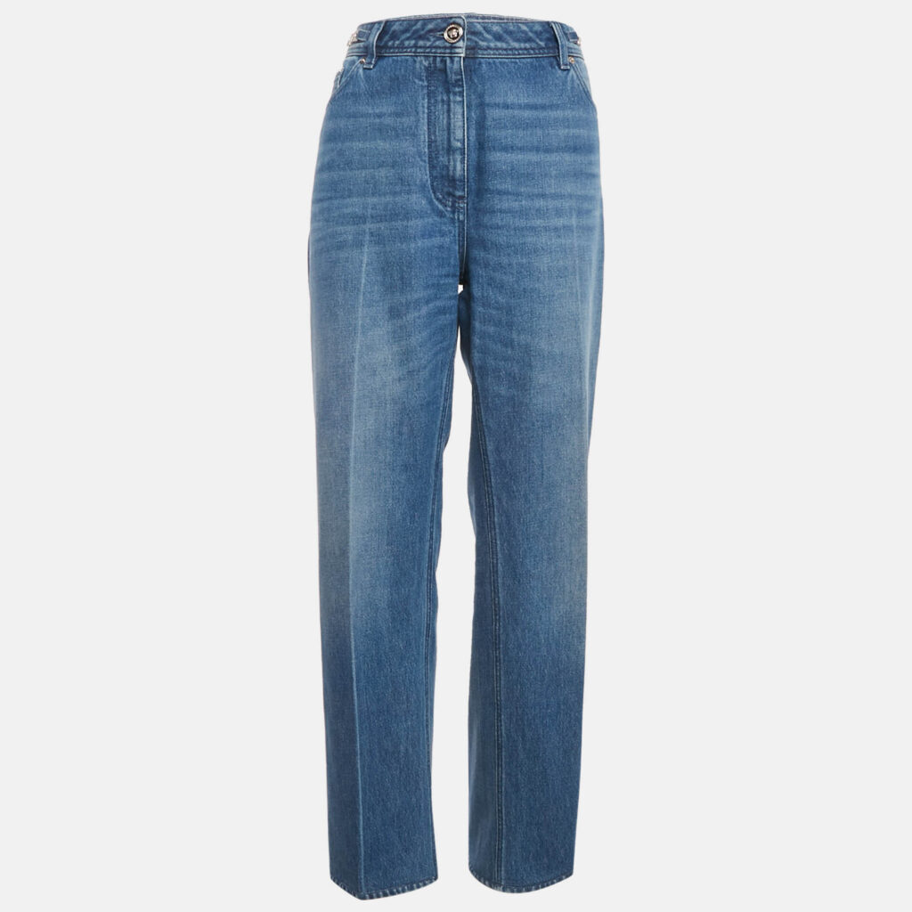 Versace Blue Washed High Rise Denim Straight Leg Jeans M Waist 30" Versace Blue Washed High Rise Denim Straight Leg Jeans M Waist 30"