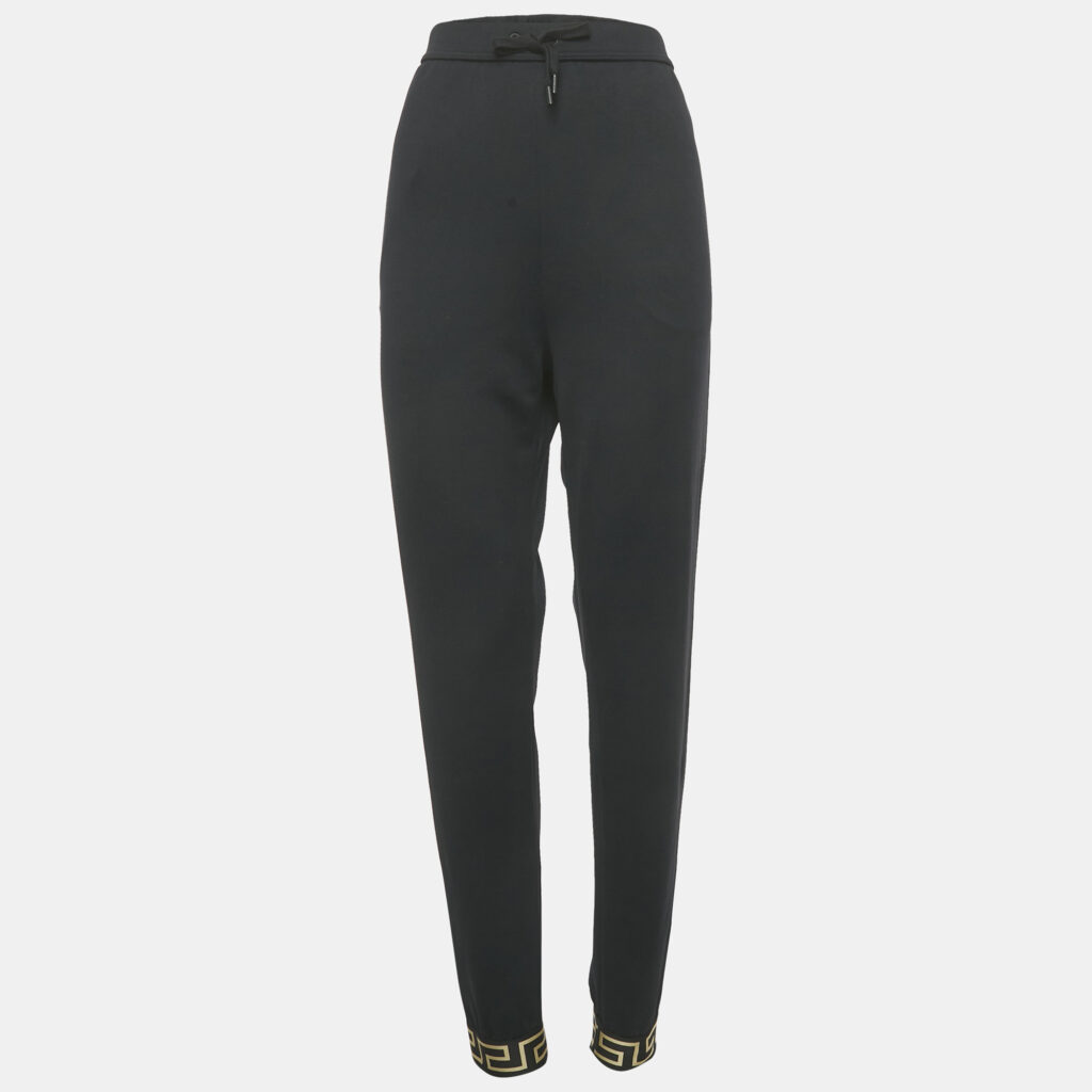 Versace Black Greca Trim Jersey Joggers L Versace Black Greca Trim Jersey Joggers L