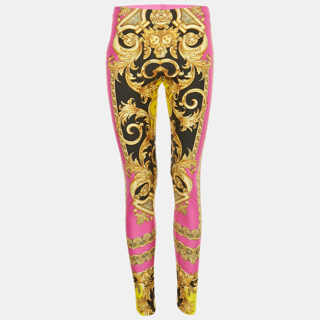 luxury-women-versace-used-clothes-p1221486-003-1.jpg Versace Multicolor Printed Jersey Leggings L
