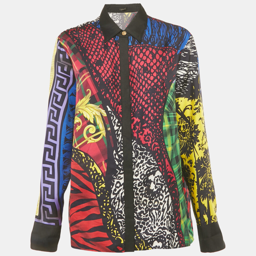Versace Multicolor Printed Silk Shirt M
