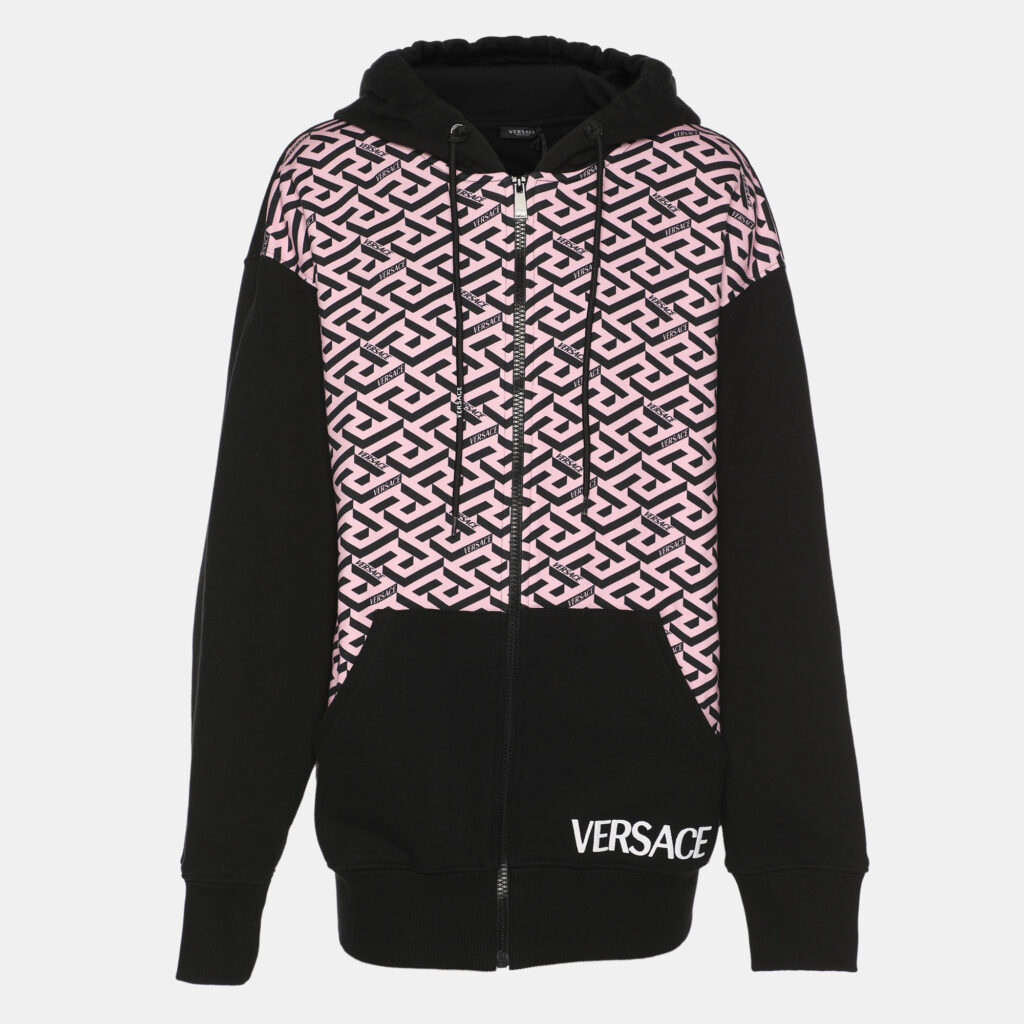 Versace Black/Pink Jersey La Greca Hoodie M Versace Black/Pink Jersey La Greca Hoodie M