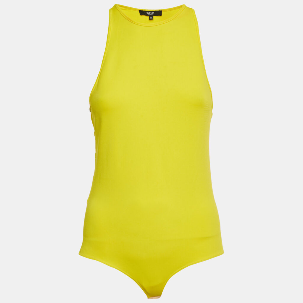 Versace Yellow Cut-Out Logo Detail Jersey Bodysuit M Versace Yellow Cut-Out Logo Detail Jersey Bodysuit M