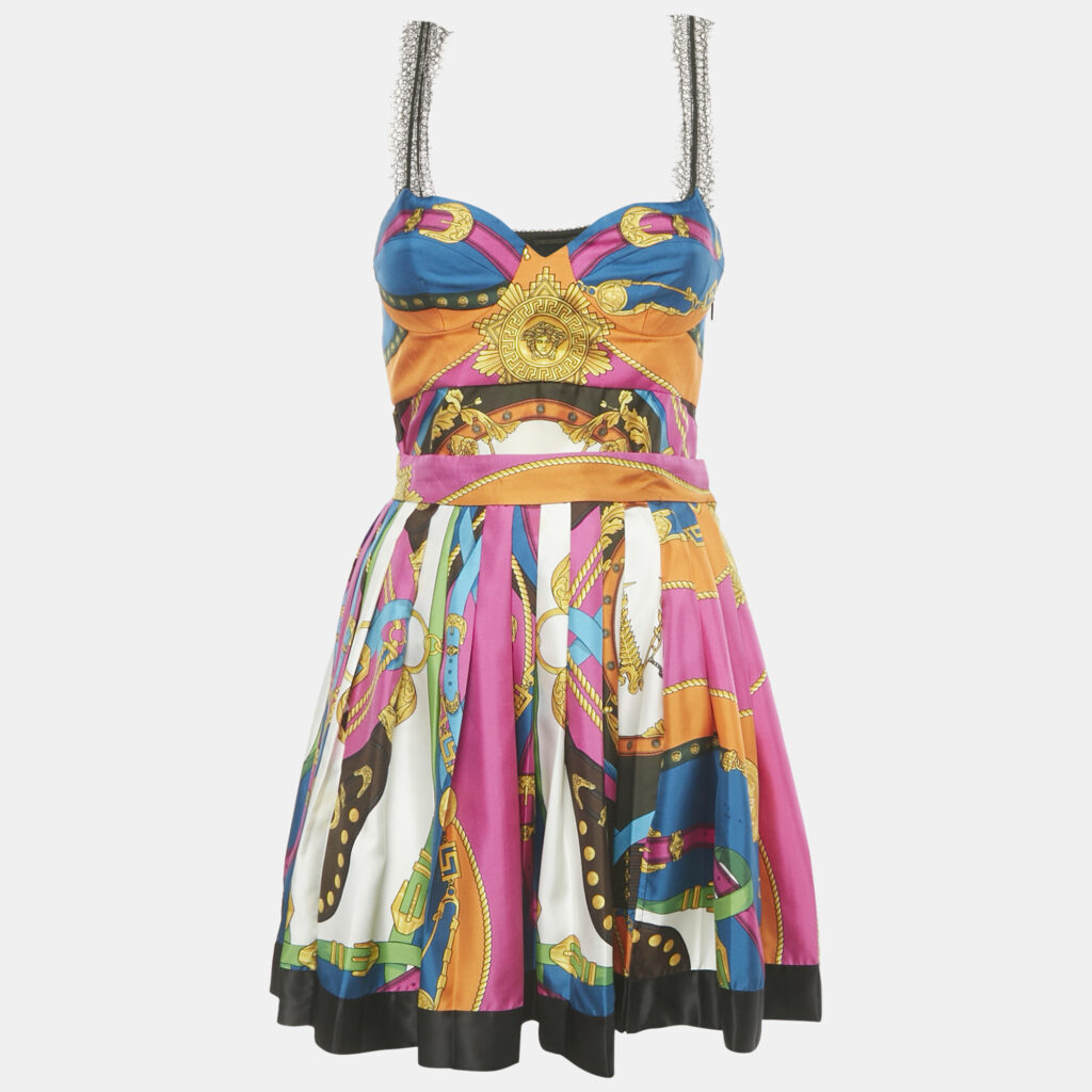Versace Multicolor Printed Silk Top and Skirt Set S Versace Multicolor Printed Silk Top and Skirt Set S