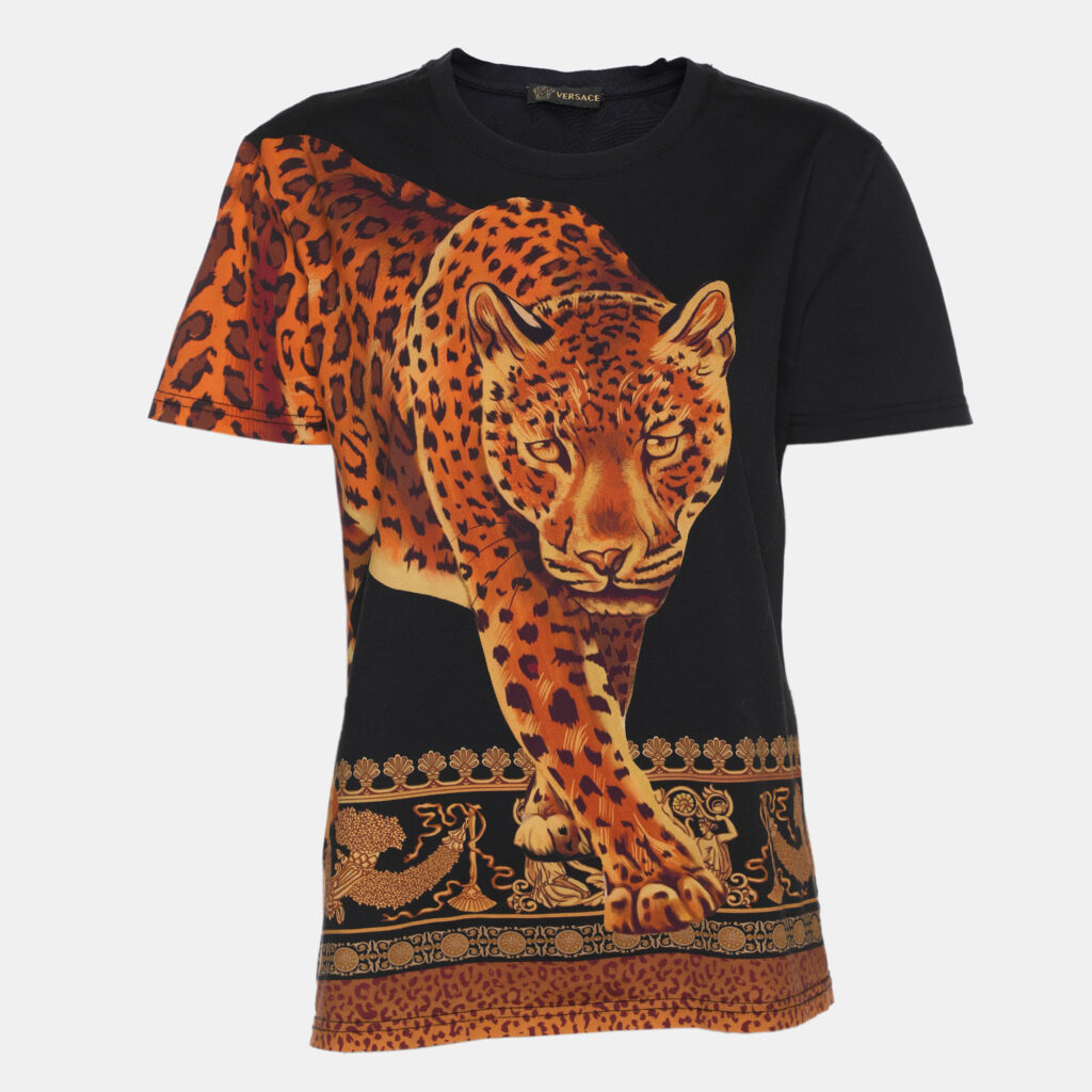 Versace Multicolor Tiger Print Jersey T-Shirt S Versace Multicolor Tiger Print Jersey T-Shirt S