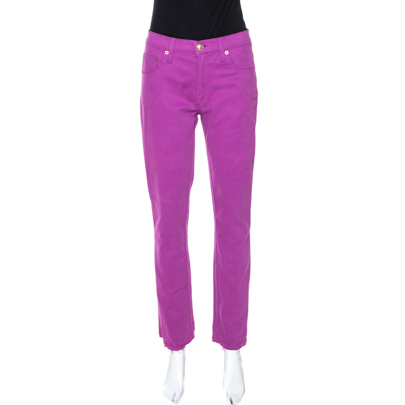 Versace Collection Purple Cotton Embroidered Pocket Detail Jeans M Versace Collection Purple Cotton Embroidered Pocket Detail Jeans M