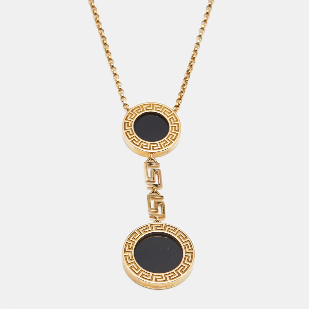 Versace Greca Onyx 18k Yellow Gold Necklace Versace Greca Onyx 18k Yellow Gold Necklace