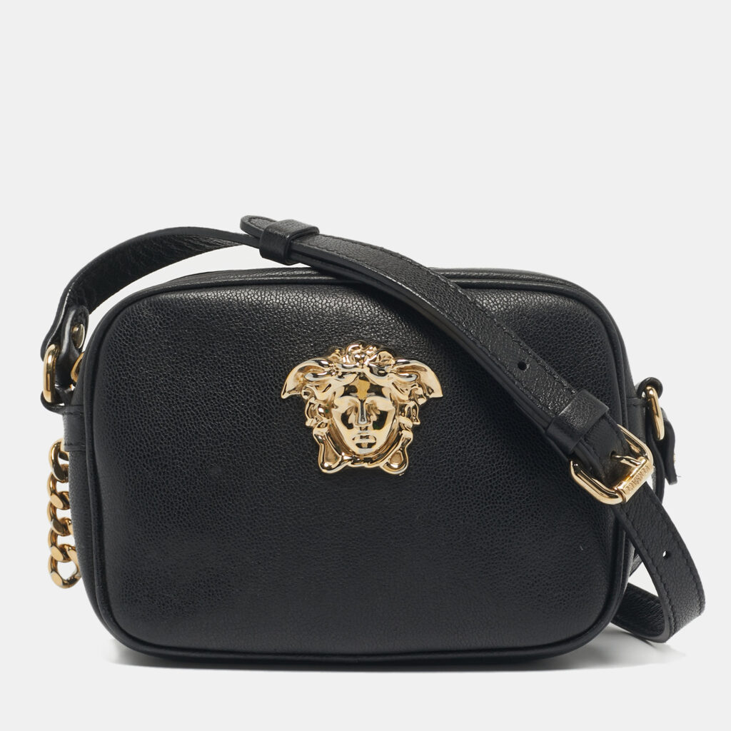 Versace Black Leather Medusa Camera Crossbody Bag Versace Black Leather Medusa Camera Crossbody Bag