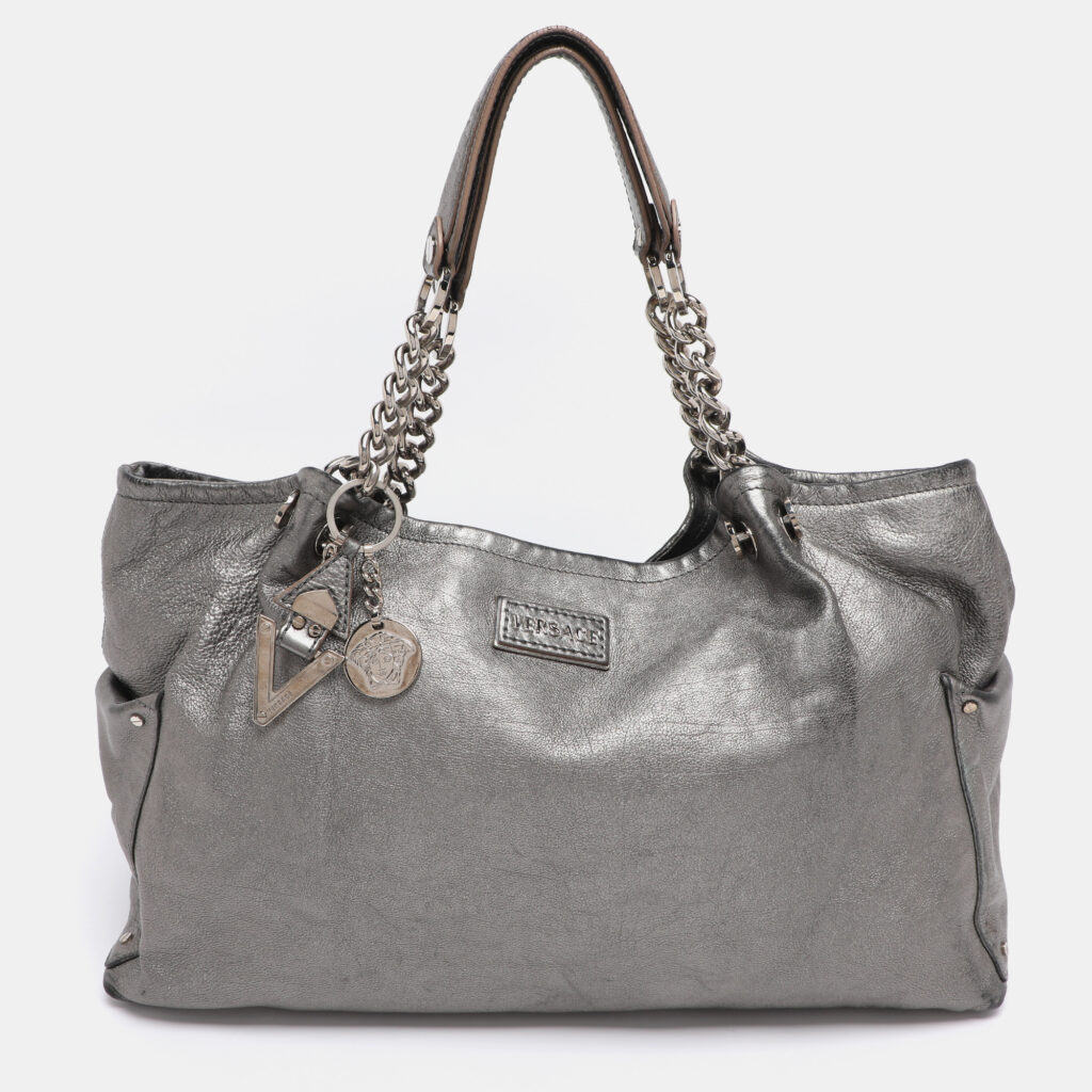 Versace Metallic Leather Chain Shoulder Bag