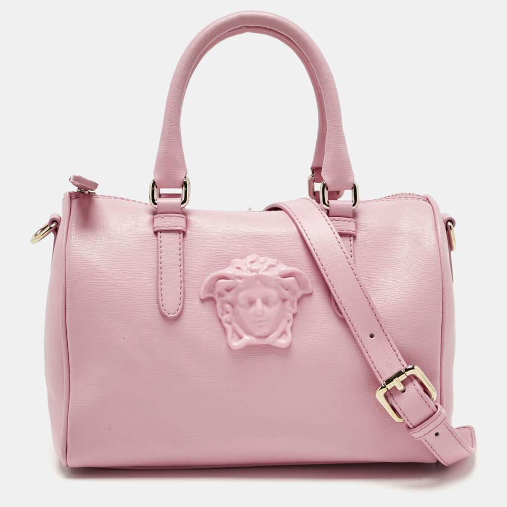 Versace Pink Leather Medusa Boston Bag
