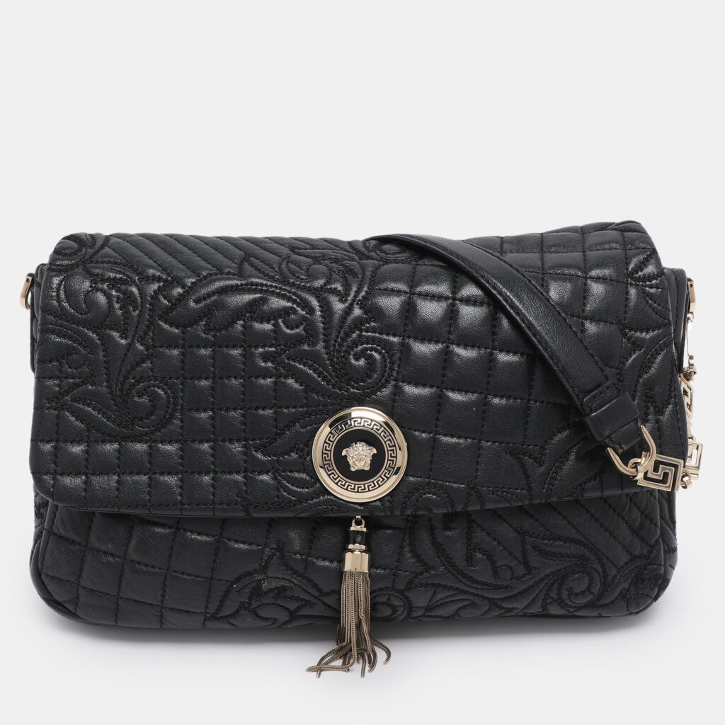 Versace Black Quilted Leather Calliope Vanitas Shoulder Bag Versace Black Quilted Leather Calliope Vanitas Shoulder Bag