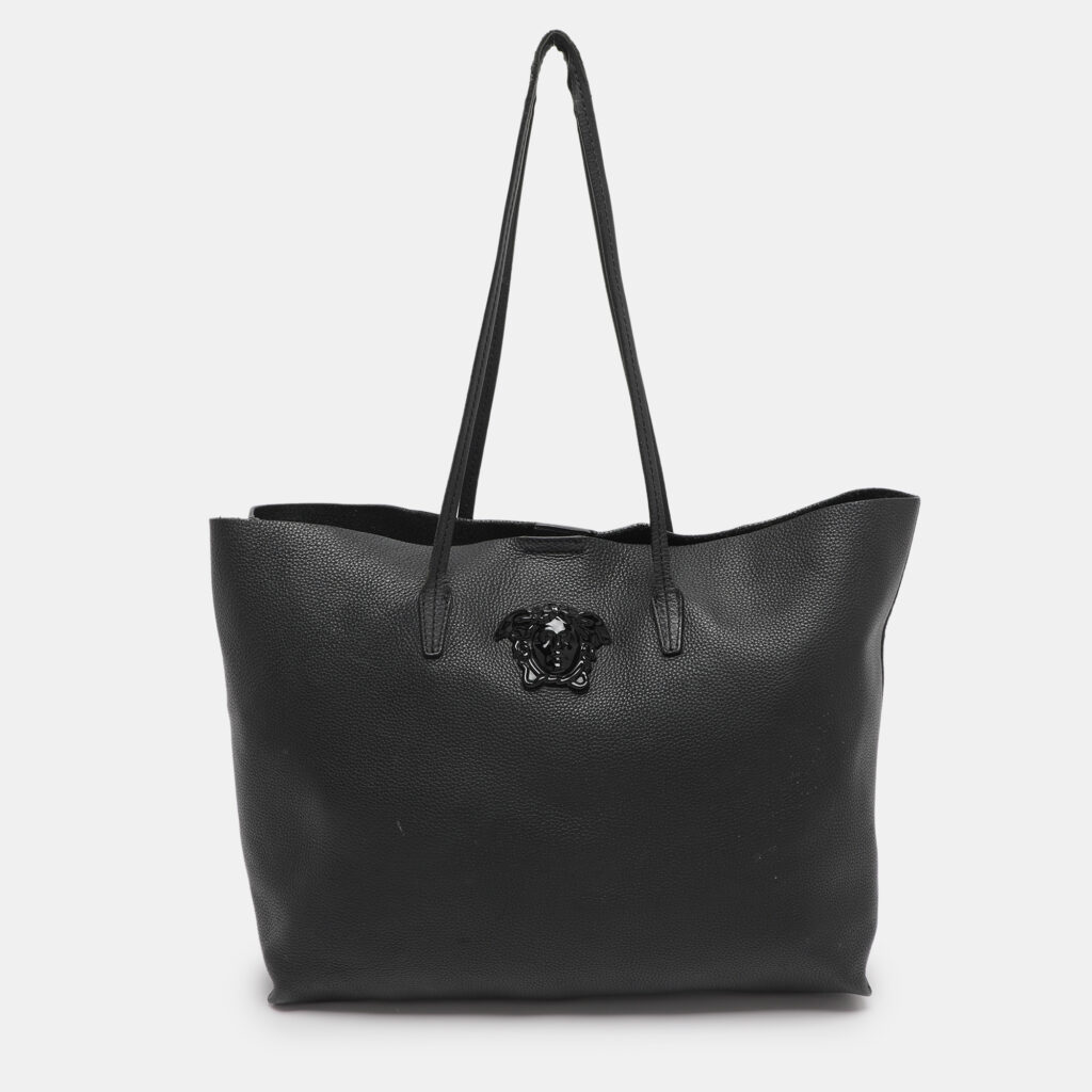 Versace Black Leather Palazzo Shopper Tote Versace Black Leather Palazzo Shopper Tote
